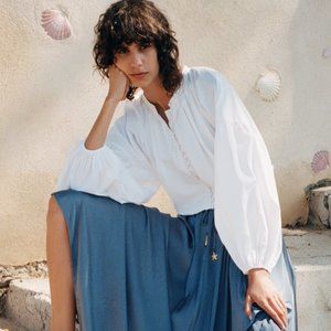 Zara Cropped Swiss Button Top Size Medium